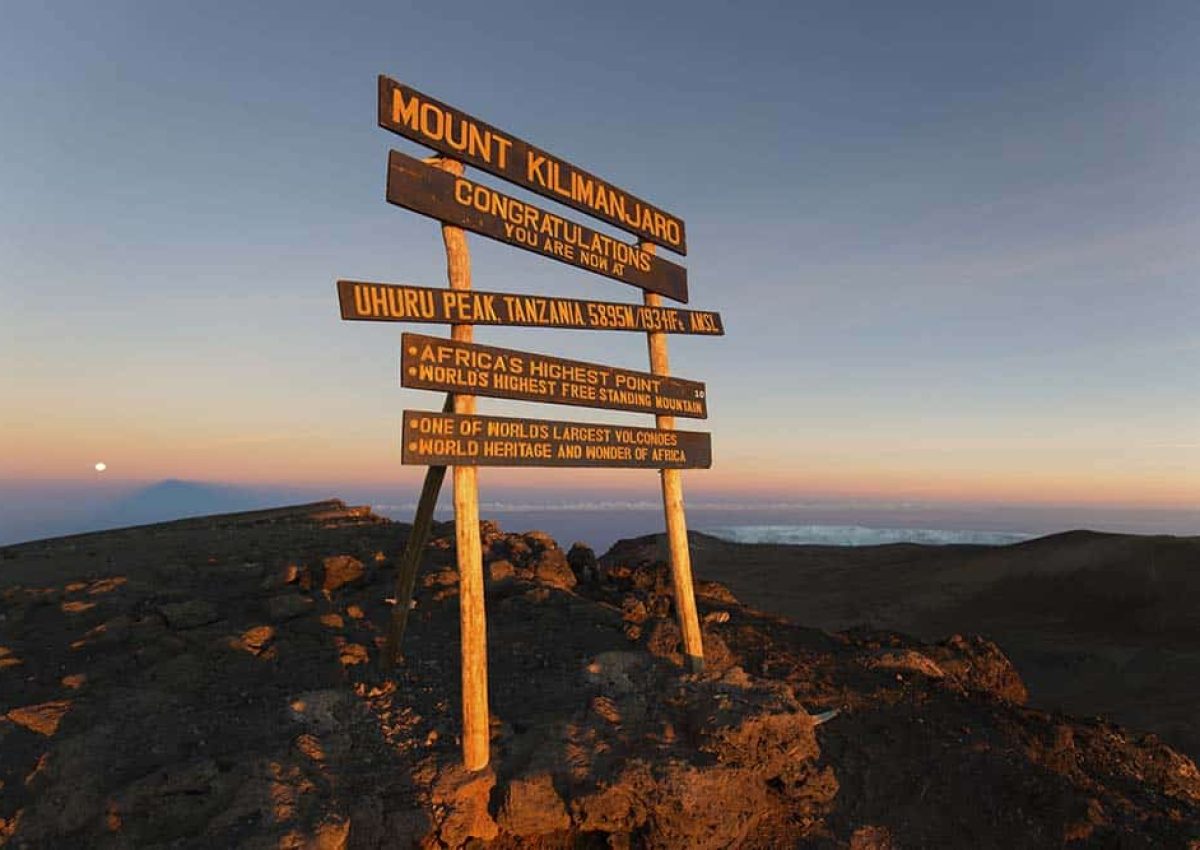 51358023 - uhuru peak highest summit on mount kilimanjaro in tanzania, africa.